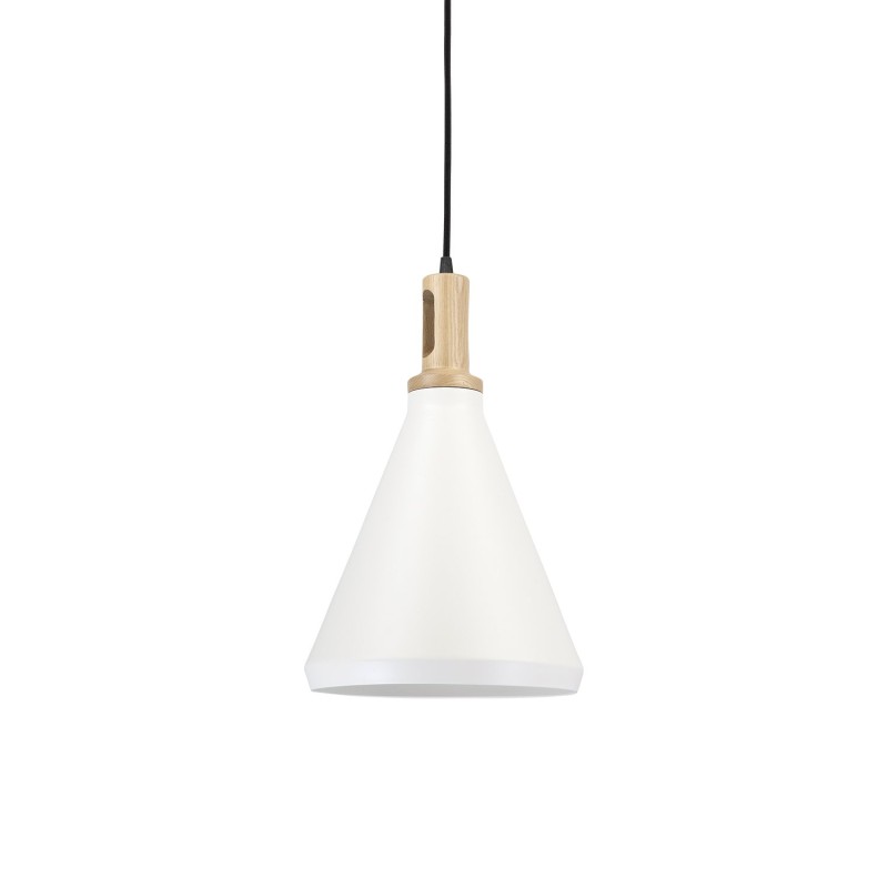 Colgante simple LENAY madera E27 LED color blanco