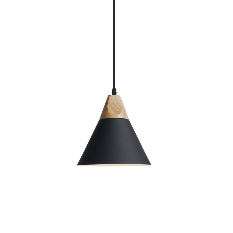Colgante simple LIGNE aluminio E27 LED color negro