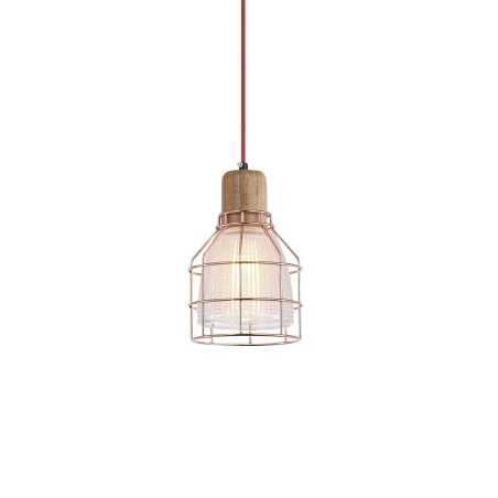 Colgante simple CUGNE madera E27 LED color cobre brillo