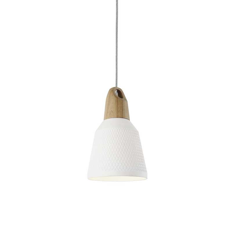 Colgante simple CASSOU madera E27 LED color blanco