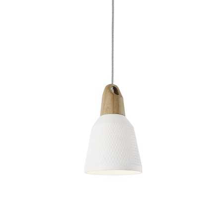 Colgante simple CASSOU madera E27 LED color blanco