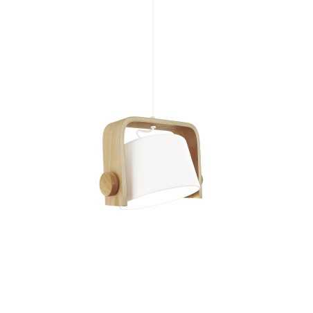 Colgante simple CAMAS madera E27 LED color blanco