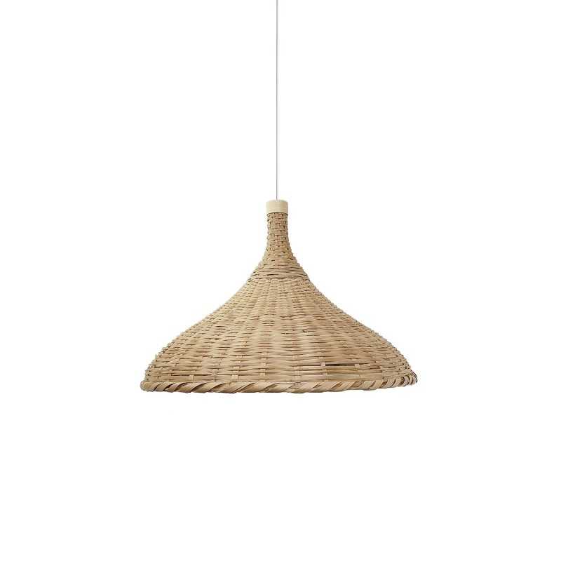 Colgante simple GOUDOU ratán E27 LED color madera