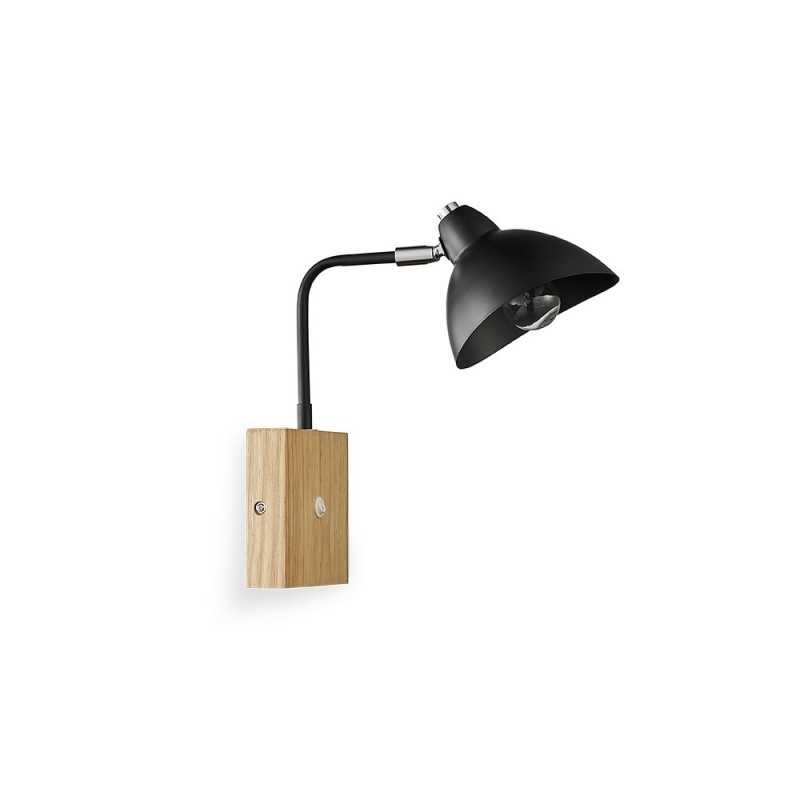 Aplique de pared CRANN madera E27 LED color negro