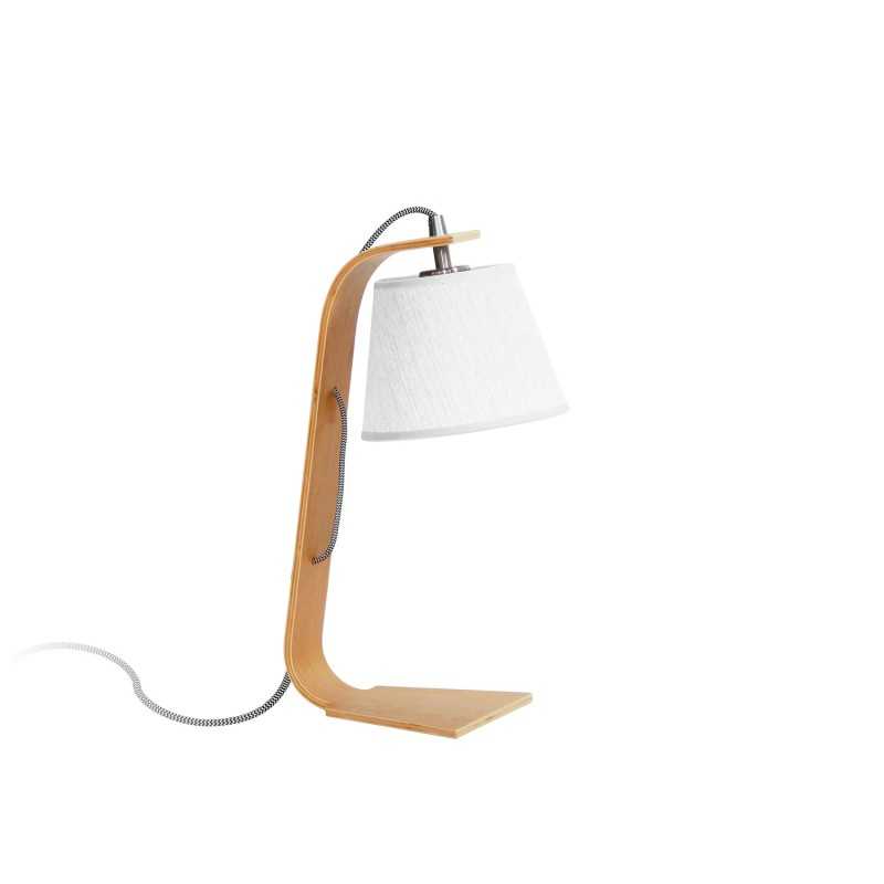 Lámpara de sobremesa ORIOU madera E27 LED color madera