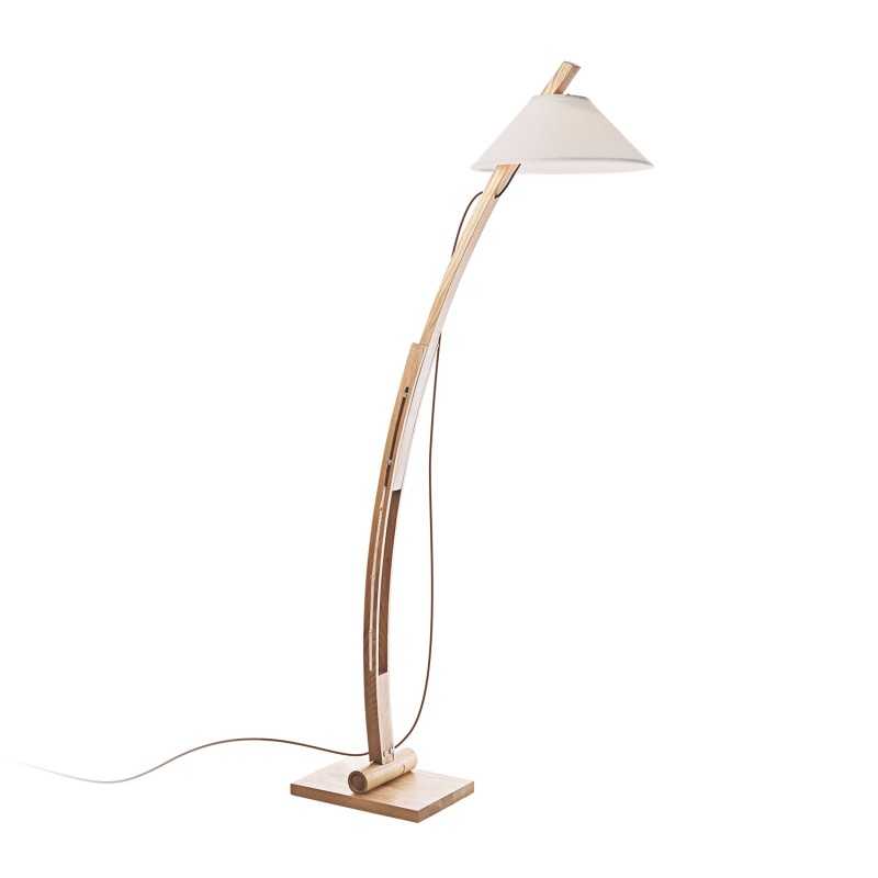 Lámpara de pie LUGON madera E27 LED color madera