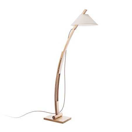 Lámpara de pie LUGON madera E27 LED color madera
