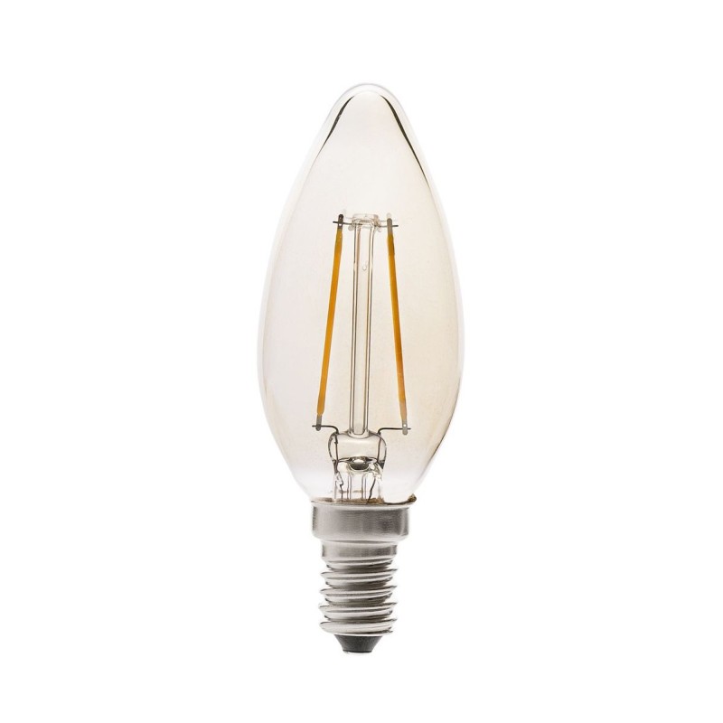 Bombilla LED vintage vela E14 2W 220lm cristal ámbar - Bombillas  decorativas - Fabricatulampara