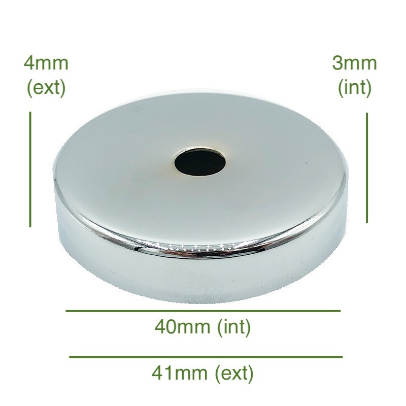 Tapa portaglobos cromada 40mm diámetro x 3mm
