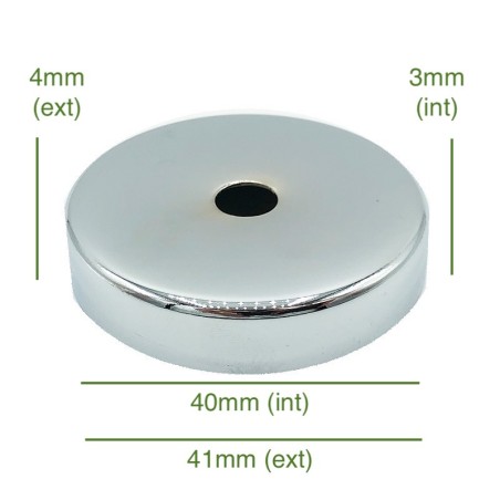 Tapa portaglobos cromada 40mm diámetro x 3mm