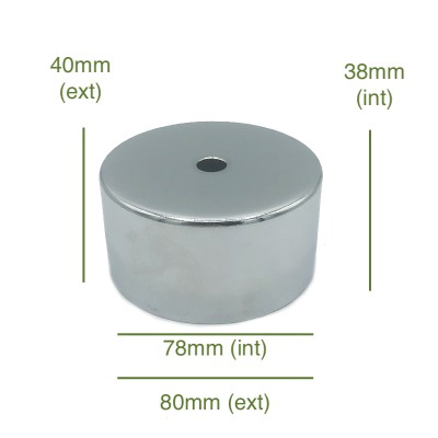 Tapa portaglobos cromada 78mm diámetro x 38mm
