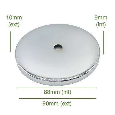 Tapa portaglobos cromada 88mm diámetro x 9mm