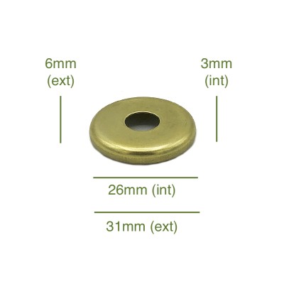 Tapa portaglobos de latón 26mm diámetro x3mm