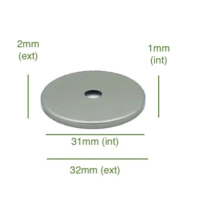 Tapa portaglobos de hierro bruto 31mm diámetro x 1mm