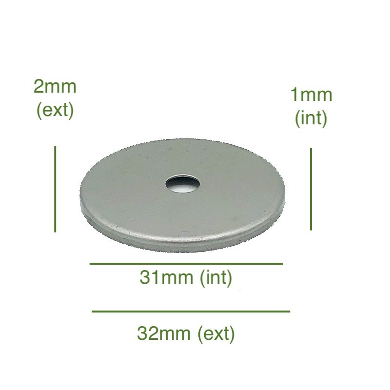 Tapa portaglobos de hierro bruto 31mm diámetro x 1mm
