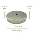 Portaglobos acero cepillado 115mm x 18mm con tornillos
