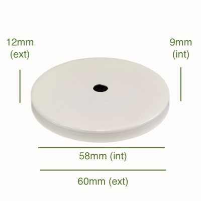 Tapa portaglobos color blanco 58mm diámetro x 9mm