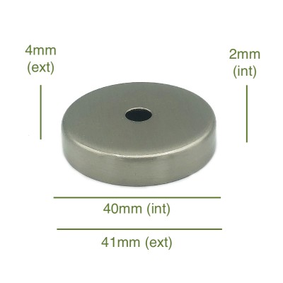 Tapa portaglobos acero cepillado 40mm diámetro x 2mm