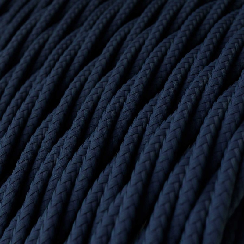 Cable decorativo textil trenzado acabado color azul