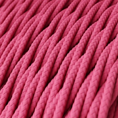 Cable decorativo textil trenzado acabado color rosa