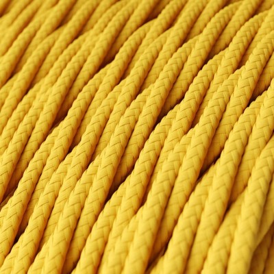 Cable decorativo textil trenzado acabado color amarillo