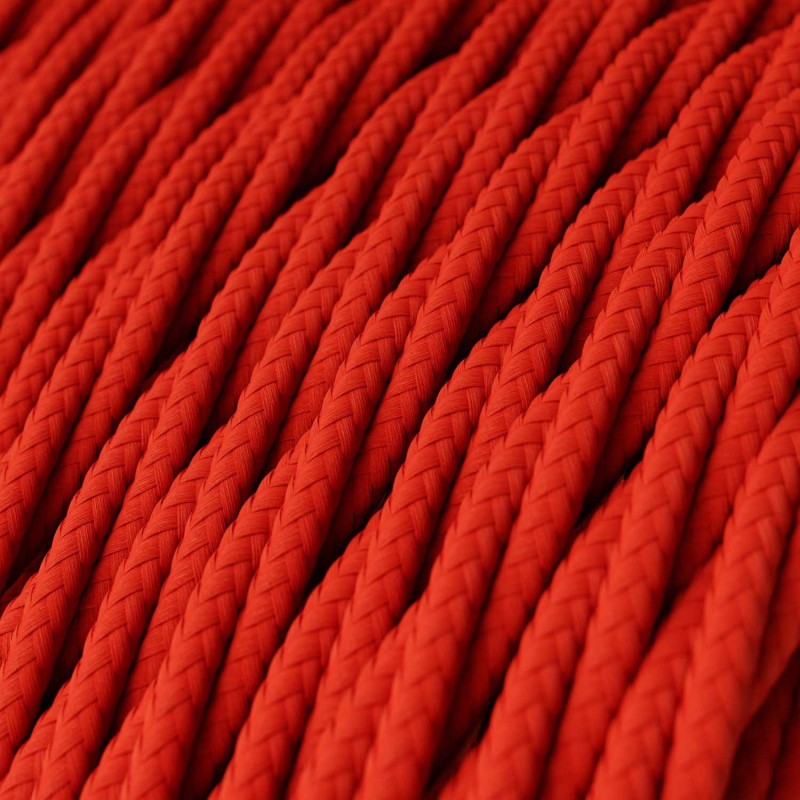 Cable decorativo textil trenzado acabado color rojo