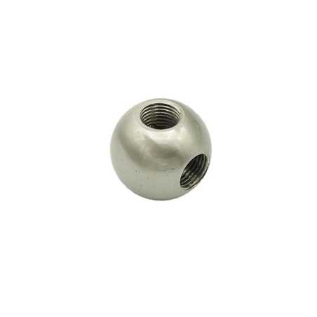 Esfera metálica acero mate tres salidas y 20mm de diámetro