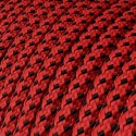 Cable textil decorativo bicolor rojo y negro