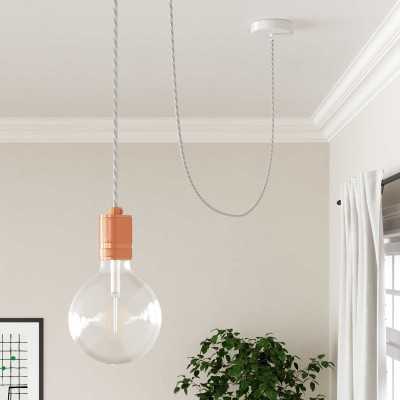 Cable decorativo textil trenzado acabado color blanco