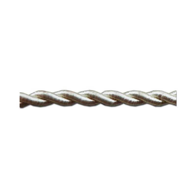 Cable decorativo textil trenzado acabado seda color blanco puro