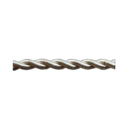 Cable decorativo textil trenzado acabado seda color blanco puro