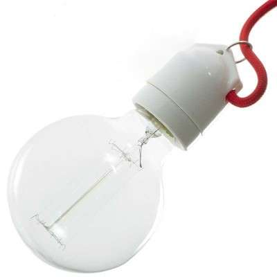 Portalámparas porcelana doble entrada E27 con gancho