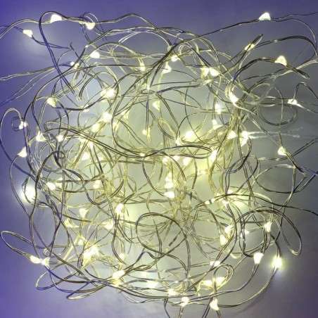 Tira de 20 luces LED grano de arroz y funcionamiento a pilas
