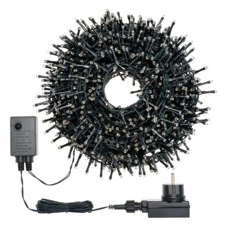 1500 LEDs luz fría 30 mts programable cable negro exterior
