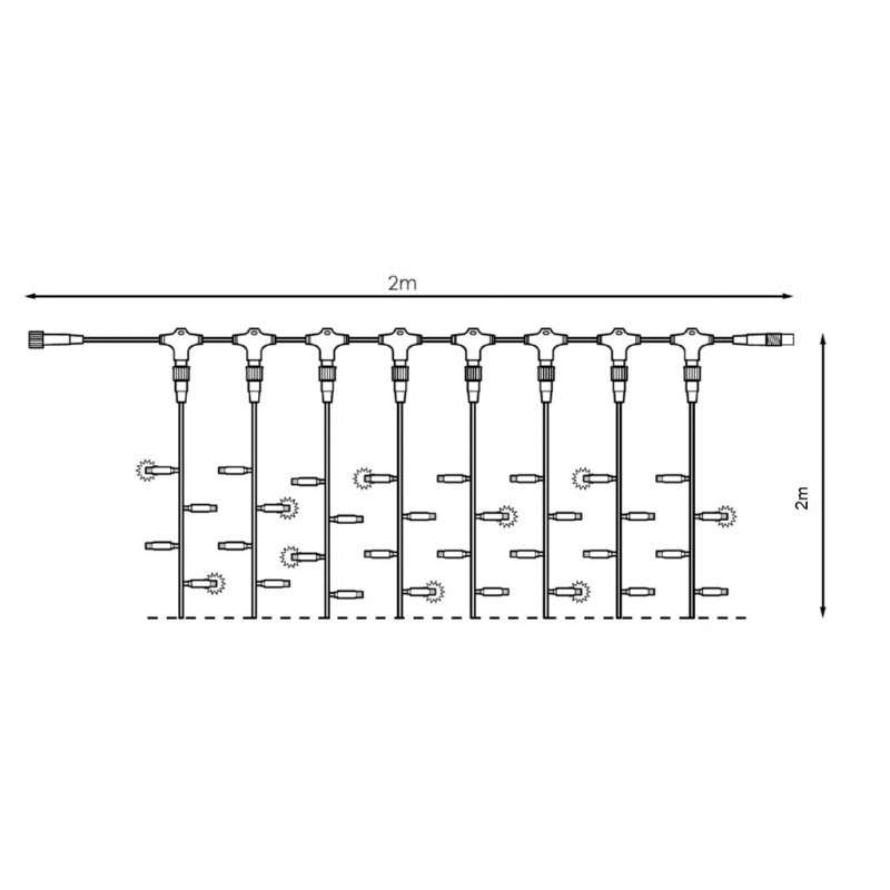 Cortina 256 LED frio IP44 programable cable negro 200x200