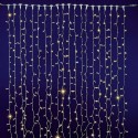 Cortina 1200 LED cálido IP44 enlazable cable negro 200x600