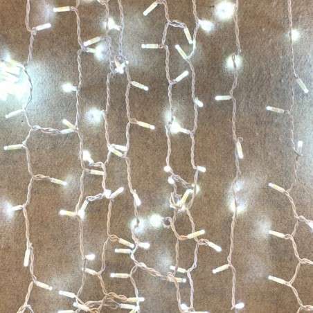 Cortina 400 LEDs luz fría IP65 enlazable cable blanco 200x200