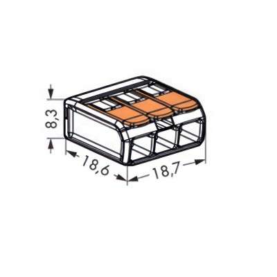 Borne de conexión color transparente para tres polos norma EN 60998