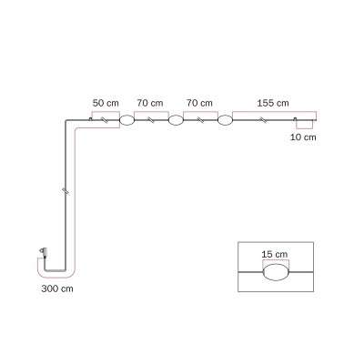 Guirnalda lineal de exterior con tres luces longitud total 6,5 metros