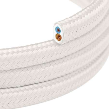 Cable decorativo textil plano a metros homologado color blanco