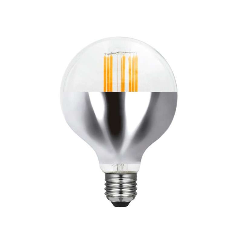 Bombilla LED  95mm 6W E27 cúpula invertida color cromado y