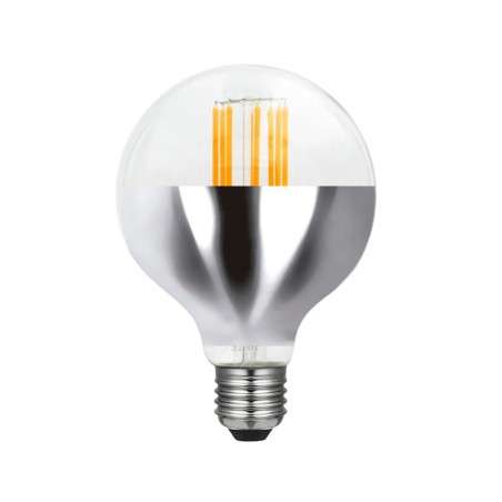 Bombilla LED  95mm 6W E27 cúpula invertida color cromado y