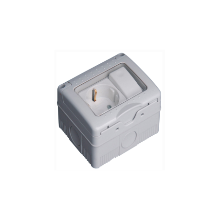 Base de enchufe estanca IP55 tipo schuko con interruptor