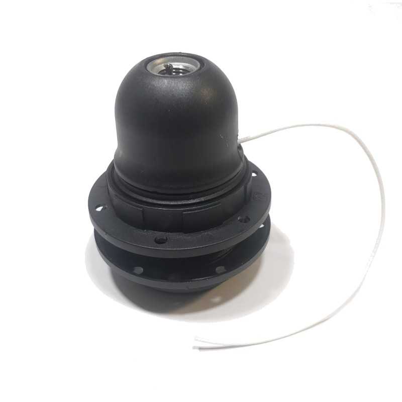 Portalámparas termoplástico E27 negro interruptor cuerda