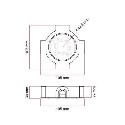 Base porcelana 4 salidas para tubo 20 mm | Fábrica Tu Lámpara