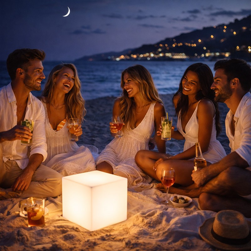 Lámpara geométrica LED RGB exterior solar y recargable | Fábrica Tu Lámpara