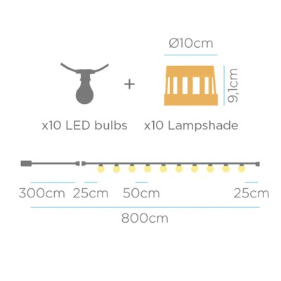 Guirnalda 10 luces LED IP44 carga solar y batería | Fabrica Tu Lámpara