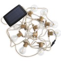 Guirnalda 10 luces LED color lino IP44 carga solar y batería recargable 2700K