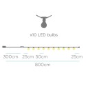 Guirnalda 10 luces LED color lino IP44 carga solar y batería recargable 2700K