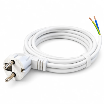 Cable de alimentación Schuko blanco de 2 m 3 × 1 mm² sin interruptor
